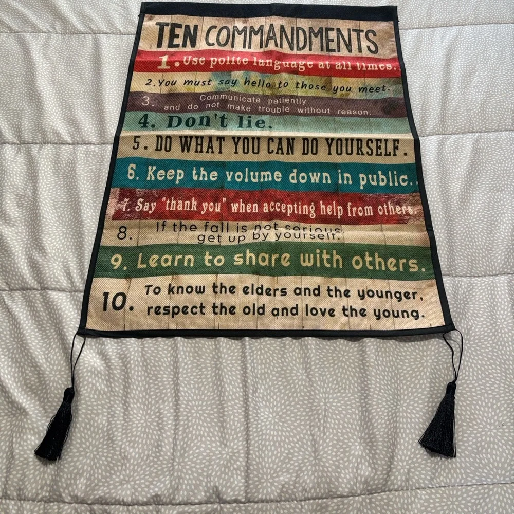 & Other Stories Ten Commandments Wall Art - Red, Teal, Turquoise, Beige, Brown